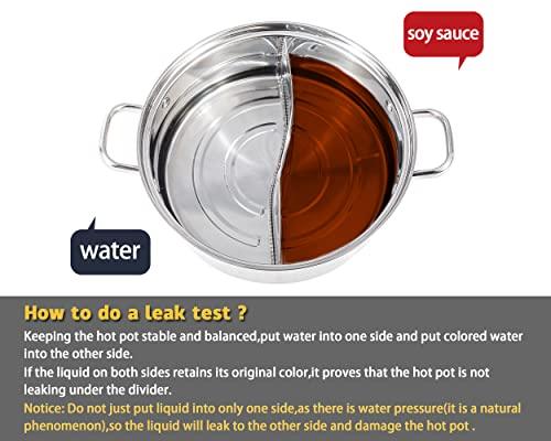 MyLifeUNIT Shabu Shabu Pot, 304 Stainless Steel Hot Pot with Divider, 11.8 Inches Soup Cookware for Induction Cooktop, Gas Stove - CookCave
