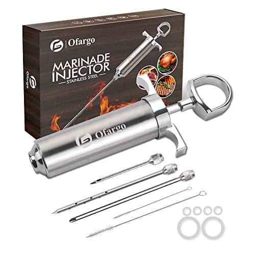 Ofargo Meat Injector, Meat Injectors for Smoking BBQ with 3 Marinade Injector Needles; Injector Marinades for Meats, Turkey, Beef; 2-Oz, User Manual Included - CookCave