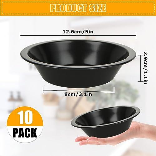 CYEAH 10 Pcs Non-stick Mini Pie Pans, 4 inch Round Deep Pie Dish for Baking, High Carbon Steel Pot Pie Baking Dishes, Small Black Tin Pie Pans for Kitchen Burning Baking Cakes Tarts - CookCave