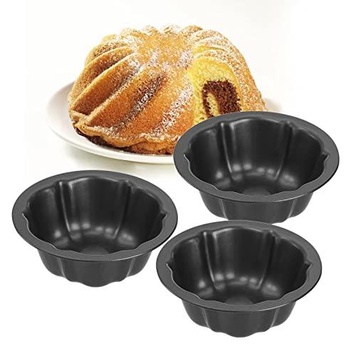 ZENFUN Set of 10 Mini Fluted Tube Pan, 4 Inch Carbon Steel Fluted Cake Mold Cup with Flower Shape, Nonstick Cake Pan Mini Tube Oven Baking Mold for Cupcake, Bread, Bavarois, Brownie, Grey - CookCave