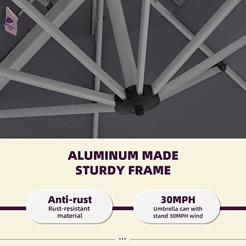 PURPLE LEAF 9' X 12' Patio Umbrella Outdoor Rectangle Umbrella Large Cantilever Umbrella Windproof Offset Umbrella Heavy Duty Sun Umbrella for Garden Deck Pool Patio, Grey - CookCave