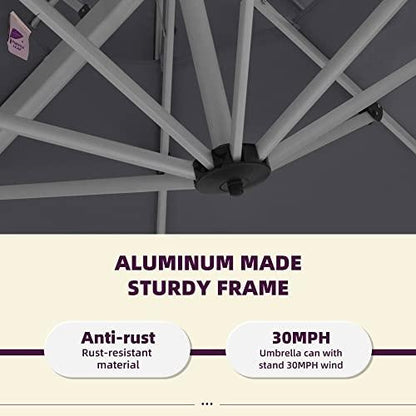 PURPLE LEAF 9' X 12' Patio Umbrella Outdoor Rectangle Umbrella Large Cantilever Umbrella Windproof Offset Umbrella Heavy Duty Sun Umbrella for Garden Deck Pool Patio, Grey - CookCave