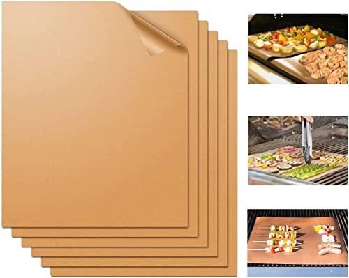 WIBIMEN BBQ Grill Mat Set of 7-100% Non-Stick &Baking Mats, PFOA Free, Heavy Duty, Resuable and Easy to Clean, Works on Gas Charcoal and Electric BBQ (7 Pcs) (Copper) - CookCave