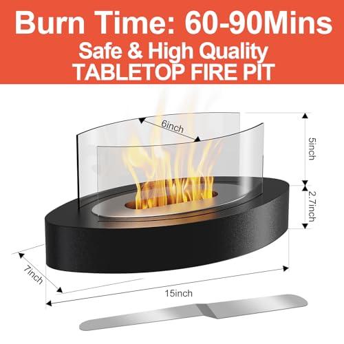 GIESIOE Tabletop Fire Pit,Indoor & Outdoor Table Top Firepit Ethanol Tabletop Fireplace Bowl for Table Decor Family Dinner Thanksgiving Christmas Decorations-Black - CookCave