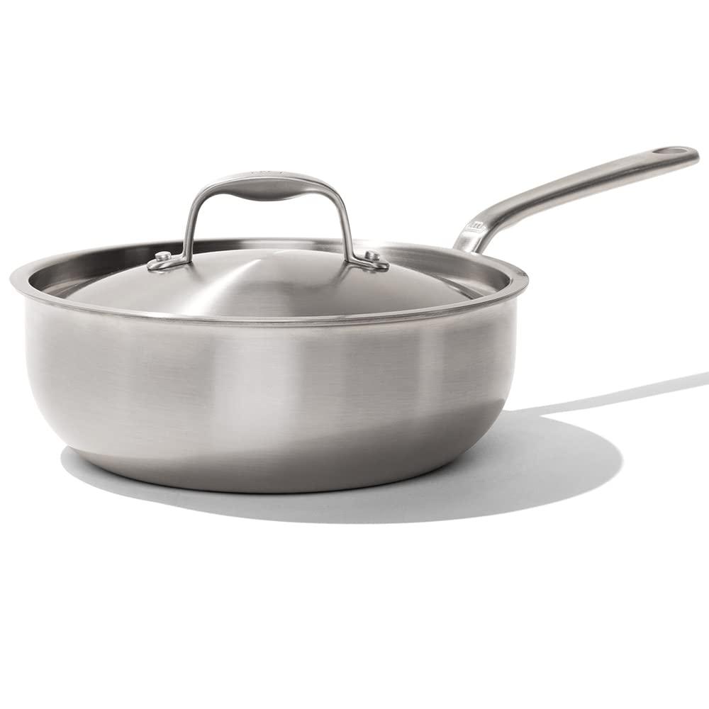 Made In Cookware - 3 Quart Stainless Steel Saucier Pan - 5 Ply Stainless Clad - Professional Cookware - Made in Italy - Induction Compatible - CookCave