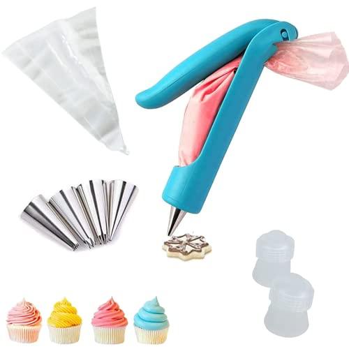Cake Decorating Pen Tool Kit, Dfinego Pastry Icing Piping Tips DIY Cake Deco Tools Kit, 1 Pastry Icing Pen With 4 Nibs, 4 Nozzles Decorative Bag, 2 Coupler, Total 11Pcs for DIY Baking Supplies - CookCave