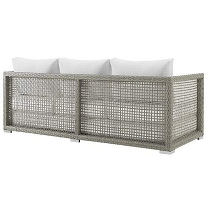 Modway Aura Outdoor Patio Wicker Rattan, Sofa, Gray White - CookCave