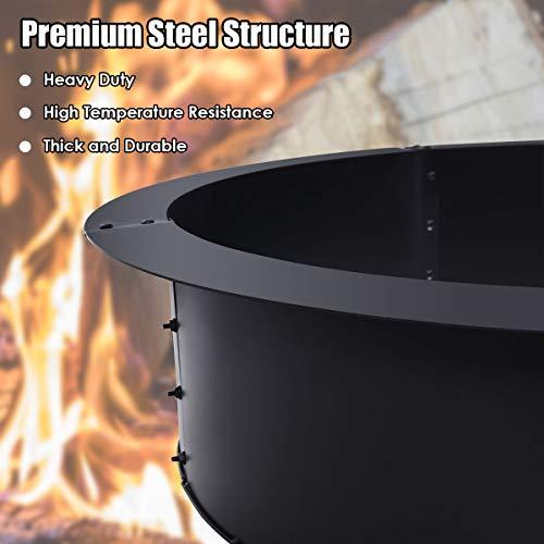 Giantex Fire Ring Heavy Duty Thick Solid Steel Fire Pit Liner 36-Inch Outer/30-Inch Inner Diameter, DIY Fire Pit Rim Above or In-Ground for Outdoor, Patio, Backyard - CookCave