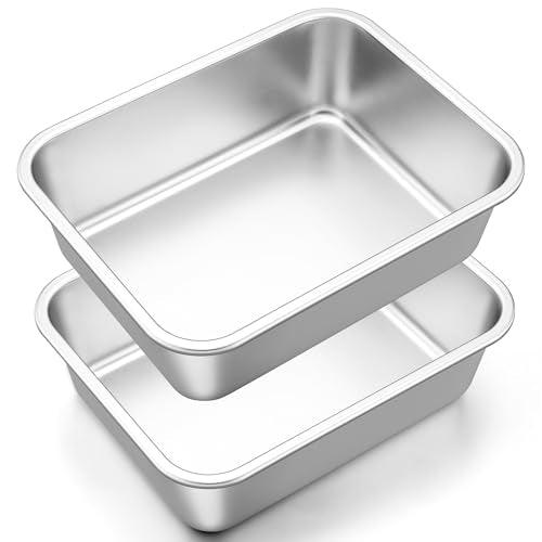 Onader 10x13 Inch Deep Lasagna Baking Pans Set of 2 Stainless Steel Rectangle Cake Pan - CookCave