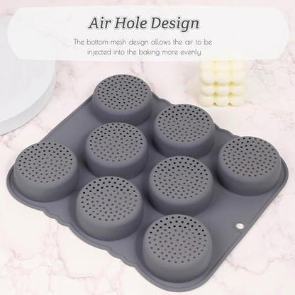 Chicrinum Hamburger Bun Pan, Non-Stick Food Grade Silicone Bread Loaf Pan, 8 Cavity Perforated Hamburger Bun Mold Baking Pan for Homemade Buns - CookCave