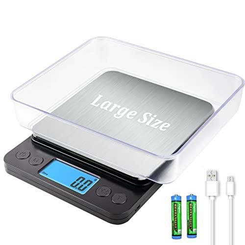 Upgraded Large Size Food Scale for Food Ounces and Grams, YONCON Kitchen Scales Digital Weight for Cooking, Baking, 3kg by 0.1g High Accurate Gram Scale with 2 Tray, Tare Function, LCD Display - CookCave