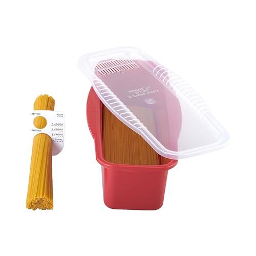 GoodCook Microwave Pasta Cooker with Strainer Lid and Cooking Guide, Microwave Noodles Cooker, Cooks up to 4 Servings of Pasta - CookCave