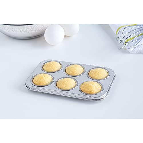 Fox Run Muffin and Cupcake Pan, Micro, Extra Small 6 Cup, Stainless Steel - CookCave