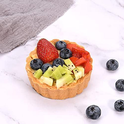 CGGYYZ Mini Round Tart Pan with Removable Bottom, Nonstick Mini Pie Pans for Baking, Carbon Steel Quiche Pan Set for Cupcake Muffin Cakes and Desserts, Including 6 Tart Pan and 1 Tart Tamper (Green) - CookCave