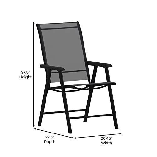 Flash Furniture Paladin Black Outdoor Folding Patio Sling Chair with Black Frame (2 Pack) - CookCave
