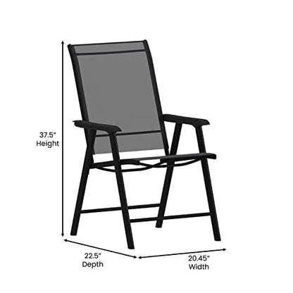 Flash Furniture Paladin Black Outdoor Folding Patio Sling Chair with Black Frame (2 Pack) - CookCave