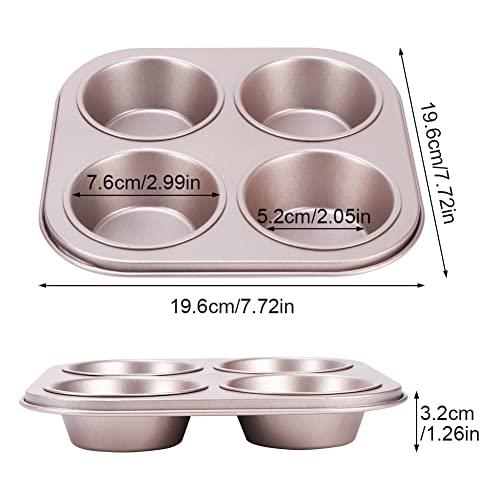4 Cup Muffin Pan Baking Tray- Non-Stick Cupcake Tin Mold - Carbon Steel Cake Mould For Home, Cafe Bar and Restaurant(champagne) - CookCave
