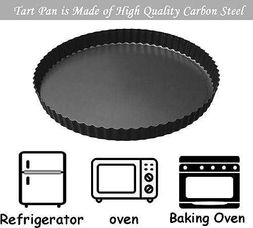 Xstronq Tart Pans 9 Inch with Removable Bottom Fluted Pie Tart Pans, Round Non-Stick Pan Quiche Pan, for Baking Pizza Mousse Cakes, Christmas Dessert (9inch/Round) - CookCave
