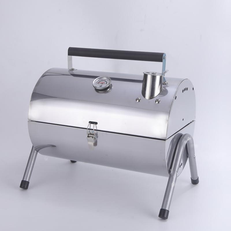 KASEDA Stainless Steel Adjustable Portable Charcoal Grill, Multi-functional Metal Small BBQ Smoker for Outdoor Hiking Picnic Camping Beach,Tabletop Outdoor Barbecue Smoker - CookCave