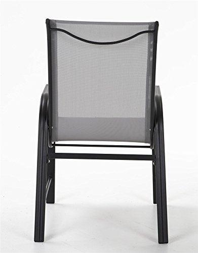 CoscoProducts Cosco Outdoor Living Dining Chairs, 6-Pack, Gray Frame, Light Gray Sling (88645GLGE) - CookCave