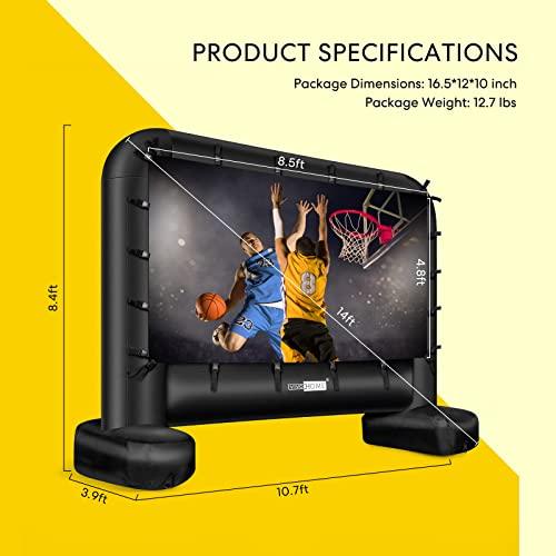 VIVOHOME 14 Feet Indoor and Outdoor Inflatable Blow up Mega Movie Projector Screen with Carry Bag for Front and Rear Projection - CookCave