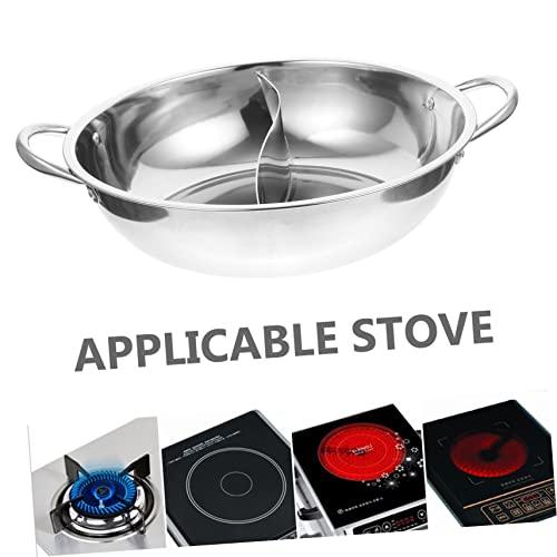 SHOWERORO Mandarin Pot Stew Pot Divided Pot for Cooking Chinese Hot Pot Shabu Pot with Divider Soup Cooking Pan Ramen Camping Skillet Kitchen Hot Pot Stainless Steel Induction Steamer - CookCave