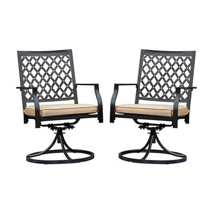 LOKATSE HOME Patio Swivel Rocker Furniture Metal Outdoor Dining Chairs with Cushion Set of 2 - CookCave