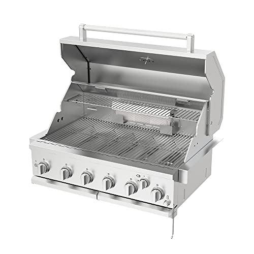 Spire Premium Grill Built-in Head, 6-Burner with Rear Burner Propane Grill, Convertible to Natural Gas, 36 inches Built-In Island Grill Head, Stainless Steel, BBQ Grill Island - CookCave