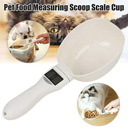 DANGSHUO Dog Food Scale Cup Cat Food Bowl Kitchen Scale Bowl Spoon Measuring Cup Portable LED Display White - CookCave