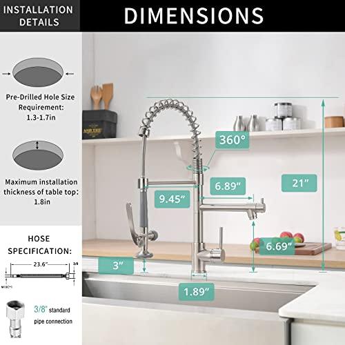 Fapully Commercial Pull Down Kitchen Sink Faucet with Sprayer Brushed Nickel - CookCave