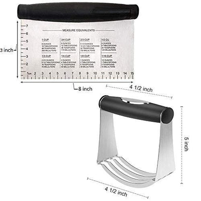 Pastry Blender Bench Scraper For Baking |2PCS Baking Tools Set | Stainless Steel Pizza Dough Cutter Chopper And Butter Blender - CookCave