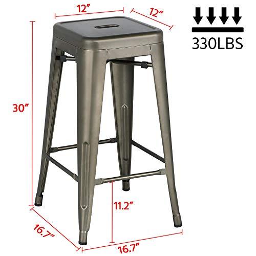 Topeakmart Metal Bar Stools 30 inches Set of 4 High Backless Counter Bar Stool Heavy Duty Indoor-Outdoor Stackable Chairs - CookCave