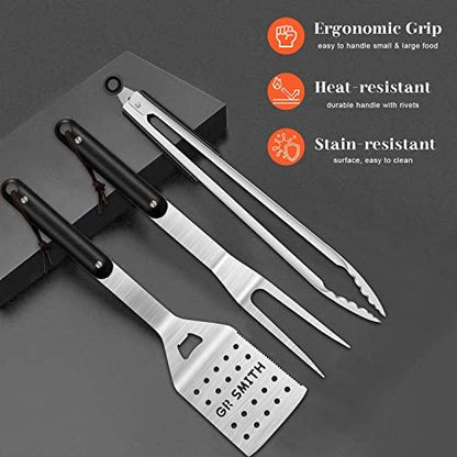 Grill Accessories, 3-Piece BBQ Accessories, GR Smith Stainless Steel Kitchen Set with Spatula, Tongs, & Fork - Perfect for Blackstone Outdoor Griddle, Camping… - CookCave