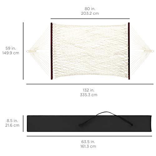 Best Choice Products 2-Person Double Hammock, Outdoor Woven Cotton Rope Hammocks for Backyard, Patio w/Spreader Bars, Carrying Case, 450lb Weight Capacity - CookCave