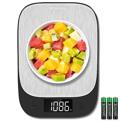 MPBEKING Digital Food Scale, Kitchen Scale Weight Grams and Oz for Weight Loss, Cooking, Baking 3g/0.1oz High Precise Multifunction Scales 304 Stainless Steel with Backlit LCD Display - CookCave