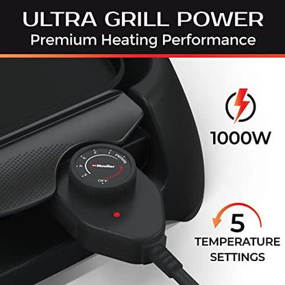 Mueller Ultra GrillPower 2-in-1 Smokeless Electric Indoor Removable Grill and Griddle Combo, Nonstick Plate, with Adjustable Temperature, 120V - CookCave