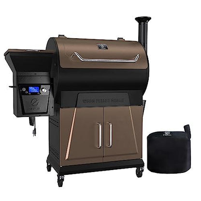 Z GRILLS 2023 Newest Pellet Grill Smoker with PID 2.0 Controller, LCD Screen, 2 Meat Probes, Huge Storage Cabinet, 697 sq in Cooking Area, Rain Cover for Outdoor BBQ, 700D6, Bronze - CookCave