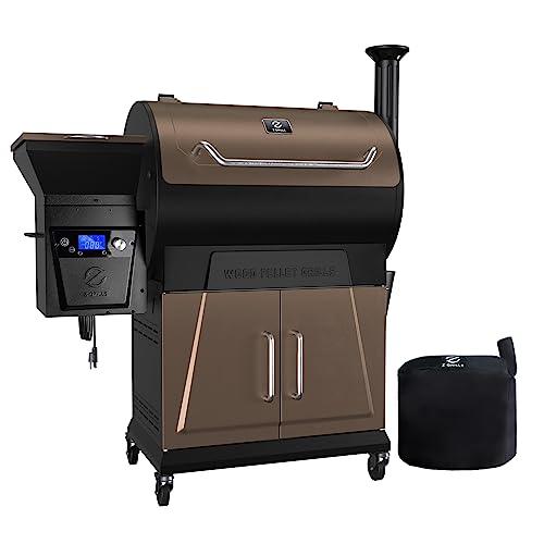 Z GRILLS 2023 Newest Pellet Grill Smoker with PID 2.0 Controller, LCD Screen, 2 Meat Probes, Huge Storage Cabinet, 697 sq in Cooking Area, Rain Cover for Outdoor BBQ, 700D6, Bronze - CookCave