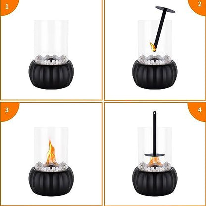 Indoor/Outdoor Portable Pumpkin Tabletop Fire Pit Fireplace - Ethanol Ventless Mini Fireplace Long Time Burning Smokeless Odorless(Black) - CookCave
