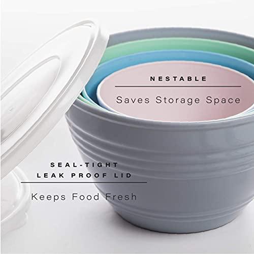 BINO | Mixing Bowl Set with Lids | Versatile Plastic Bowls for Kitchen Mixing, Serving, and Storage - 4-Piece Mixing Bowl Set in Various Sizes | Space-Saving Nesting Design | Dishwasher Safe - CookCave