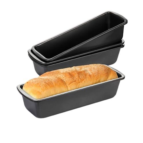 Coloch 4 Pack Metal Long Bread Loaf Pan, 10.8 x 3.7 Inch Carbon Steel Non-stick Toast Pan Tins Bakeware Bread Baking Pan for Banana Bread, Meatloaf, Lasagna, for Homemade, Dark Grey - CookCave