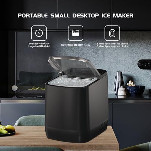 Ice Maker Countertop with Self-Cleaning, Bullet Ice Fast Making in 3.5 Mins, Compact Ice Machine with Ice Scoop/Basket, Perfect for Home Kitchen Party Camping Bar Office Outdoor RV - CookCave