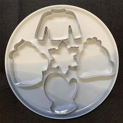 LUBTOSMN New Winter Christmas Cookie Cutter Set-5 Piece-Ugly Sweater, Hat, Mitten, Snowflake, Coffee Mug Cookie Fondant Biscui Cutters for Ugly Vintage Christmas Thanksgiving - CookCave