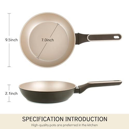 ASKSCICI Nonstick Frying Pan Skillet, 9.5 Inch Non Stick Egg Pan Omelette Pans, Kitchen Induction Cookware, Dishwasher Safe & Compatible with Induction, Electric and Gas Cooktops - CookCave