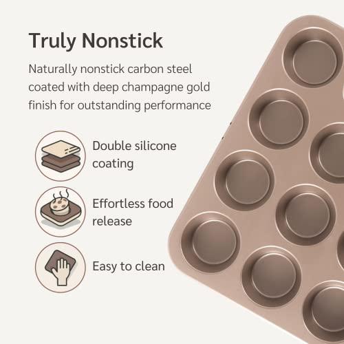 HAPPIELS Non-Toxic Nonstick 12-Cup Muffin Pan | Non toxic Cupcake Pan Non Stick | Muffin Tin 12 cups - CookCave