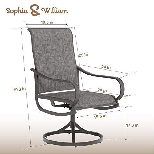 Sophia & William Patio Dining Chairs Set of 2 Patio Swivel Chairs Textilene Support 300lbs Outdoor Chairs for Lawn Garden Backyard Pool Sling Weather Resistant-Brown Frame - CookCave