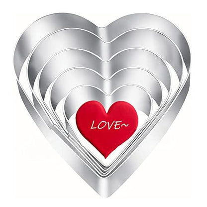 5 Pieces Heart Cookie Cutter Set Valentine’s Day Heart Shapes Stainless Steel Cutters Molds for Anniversary, Bridal, Engagement and Valentine,Wedding,Baking Gifts - CookCave