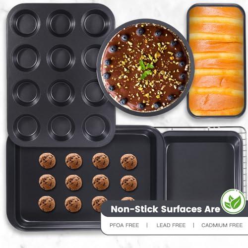 Baking Pans Nonstick Set, 6-Piece Nonstick Bakeware Set, cake pans set with Cookie Sheets, Bakeware fits for Nonstick Bread Baking Cookie Sheet and Cake Pans - CookCave