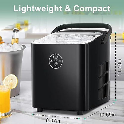 Xbeauty Countertop Ice Maker 6-Minute Fast Bullet Ice, Portable Ice Machine, Automatic-Cleaning Suitable for Outdoor Camping Bar Party and Kitchen-Black - CookCave