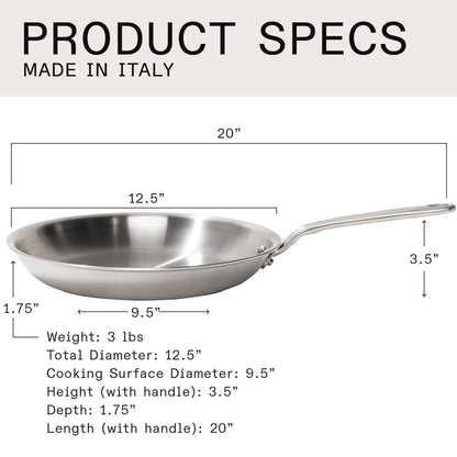 Made In Cookware - 12-Inch Stainless Steel Frying Pan - 5 Ply Stainless Clad - Professional Cookware Italy - Induction Compatible - CookCave